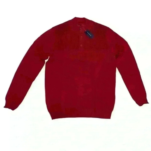 Club Room Mens Button Mock Neck Sweater Size L Anthem Red - Picture 4 of 11